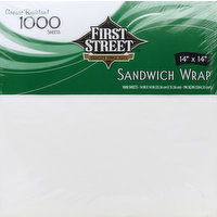 First Street Sandwich Wrap, Grease Resistant, 14 Inches x 14 Inches, 1000 Each