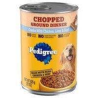 Pedigree Food for Dogs, Combo with Chicken, Liver & Beef, Chopped Ground Dinner - 22 Ounce