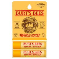 Burt's Bees Lip Balm, Beeswax - 2 Each