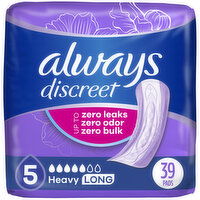 Always Discreet Pads, Heavy Absorbency, Long Length - 39 Each