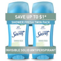 Secret Invisible Solid Antiperspirant and Deodorant, Shower Fresh, Twin Pack, 2.6 Ounce