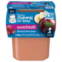 Gerber Banana Plum Grape, Wonderfoods, Sitter 2nd Foods, 2 Pack - 2 Each