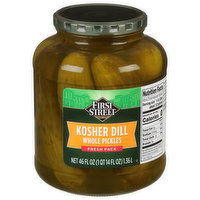 First Street Pickles, Kosher Dill, Whole, Fresh Pack - 46 Fluid ounce