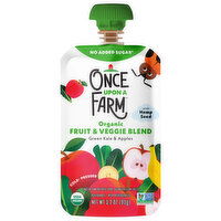 Once Upon a Farm Fruit & Veggie Blend, Organic, Green Kale & Apples - 3.2 Ounce