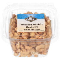 First Street Cashews, No Salt, Roasted, 9 Ounce