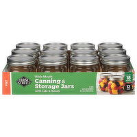 First Street Canning & Storage Jars, Wide Mouth - 12 Each