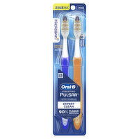 Oral-B Vibrating Pulsar Battery Toothbrush with Microban, Plaque Remover for Teeth, Medium - 2 Each