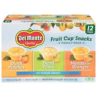 Del Monte Fruit Cup Snacks, Assorted, Family Pack, 12 Each