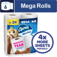 Charmin Toilet Paper Ultra Soft, Mega Rolls - 6 Each