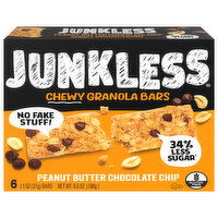 Junkless Granola Bars, Chewy, Peanut Butter Chocolate Chip, 6 Each