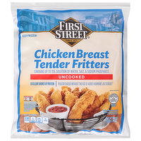 First Street Chicken Breast Tender Fritters, Uncooked - 48 Ounce