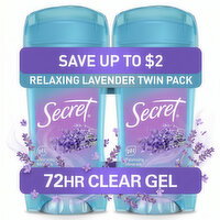 Secret Fresh Clear Gel Antiperspirant and Deodorant, Lavender, Pack of 2 - 5.2 Ounce
