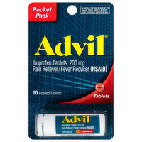 Advil Pain Reliever/Fever Reducer, Pocket Pack, 200 mg, Coated Tablets - 10 Each