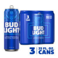 Bud Light Beer 3 Pack 25 fl oz Cans