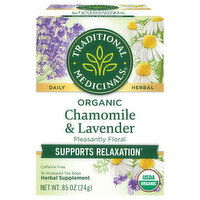 Traditional Medicinals Herbal Supplement, Organic, Chamomile & Lavender, Tea Bags - 16 Each