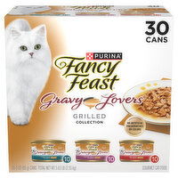 Fancy Feast Cat Food, Gourmet, Turkey Feast in Gravy/Chicken Feast in Gravy/Beef Feast in Gravy, Grilled Collection - 30 Each