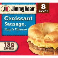 Jimmy Dean Croissant Breakfast Sandwiches with Sausage, Egg, and Cheese, Frozen - 8 Each