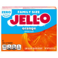Jell-O Zero Sugar Low Calorie Orange Gelatin Dessert Family Size - 0.6 Ounce
