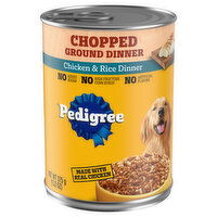 Pedigree Food for Dogs, Chicken & Rice Dinner, Ground Dinner, Chopped - 13.2 Ounce