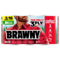 Brawny White 3-Ply Double Rolls Paper Towels - 8 Each