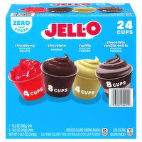 Jell-O Pudding Snacks, Reduced Calorie, Zero Sugar, Assorted - 24 Each