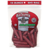 Old Trapper Beef Sticks, Deli Style, Jalapeno, Big Bag, 15 Ounce