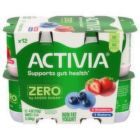 Activia Zero 0g Added Sugar Non Fat Strawberry/Blueberry Yogurt - 12 Each