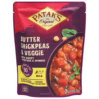 Patak's Butter Chickpeas & Veggie, with Sweet Potatoes & Spinach, Mild - 10.05 Ounce