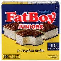 FatBoy Ice Cream Sandwiches, Jr. Premium Vanilla, Juniors - 18 Each