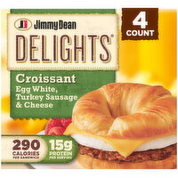 Jimmy Dean Delights Croissant Breakfast Sandwiches with Turkey Sausage, Egg White, and Cheese, Frozen