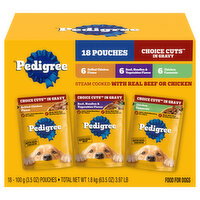 Pedigree Choice Cuts in Gravy Grilled Chicken Flavor/Beef, Noodles & Vegetables Flavor/Chicken Casserole Food for Dogs - 18 Gram