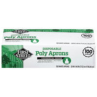 First Street Poly Aprons, Disposable, White - 100 Each