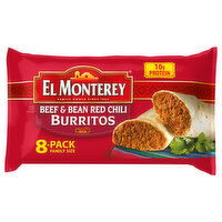 El Monterey Burritos, Beef & Bean Red Chilli, Family Size, 8 Pack - 8 Each