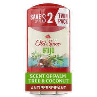 Old Spice Men's Antiperspirant and Deodorant, Fiji with Palm Tree, 24/7 Sweat Protection, Twin Pack - 5.2 Ounce