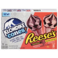 Klondike Cones! Frozen Dairy Dessert Cones, Reese's, Peanut Butter, Chocolate, 8 Pack - 8 Each