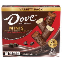 Dove Ice Cream Bars, Vanilla & Chocolate, Minis, Variety Pack - 10 Each