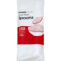 Simply Value Spoons, White, Plastic, Light Weight - 250 Each