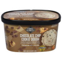 First Street Ice Cream, Premium, Chocolate Chip Cookie Dough - 48 Fluid ounce