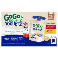 GoGo Squeez Yogurt, Low Fat, Strawberry/Banana, Variety Pack - 10 Each