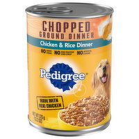 Pedigree Dog Food, Chicken & Rice Dinner, Chopped Ground Dinner, 13.2 Ounce