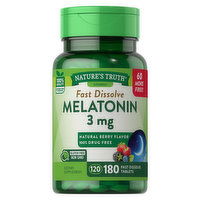 Nature's Truth Melatonin, 3 mg, Fast Dissolve Tablets, Natural Berry Flavor, 180 Each