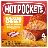 Hot Pockets Cheddar Flavor Blasted Crust Extra Cheesy Ham & Cheddar Sandwiches