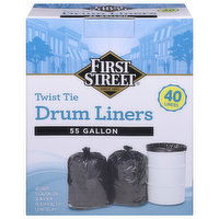 First Street Drum Liners, Twist Tie, 55 Gallon - 40 Each