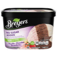 Breyers Frozen Dairy Dessert, No Sugar Added, Vanilla/Chocolate/Strawberry - 1.5 Quart