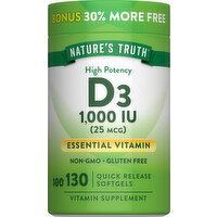 Nature's Truth Softgels High Potency 25 mcg D3 - 130 Each