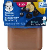 Gerber Banana Blackberry Blueberry, 2nd Foods, Sitter, 2 Pack - 8 Ounce