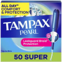 Tampax Pearl Tampons with LeakGuard Braid, Super - 50 Each