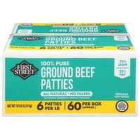 First Street Patties, Ground Beef, 75/25 - 60 Each