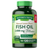 Nature's Truth Fish Oil, 2,400 mg, Softgels, Natural Lemon Flavor - 120 Each