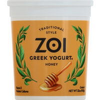 Zoi Yogurt, Greek, Traditional Style, Honey, 32 Ounce